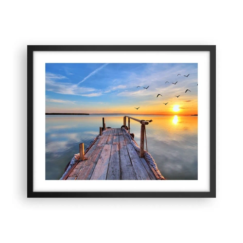 Affiche dans un cadre noir - Poster - Marcher droit vers le soleil - 50x40 cm