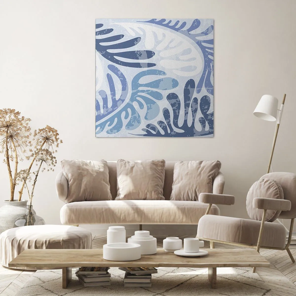 Impression sur toile - Image sur toile - Fougères bleues - 30x30 cm