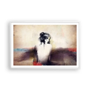 Affiche dans un cadre blanc - Poster - Lignes lisses, formes ovales - 91x61 cm