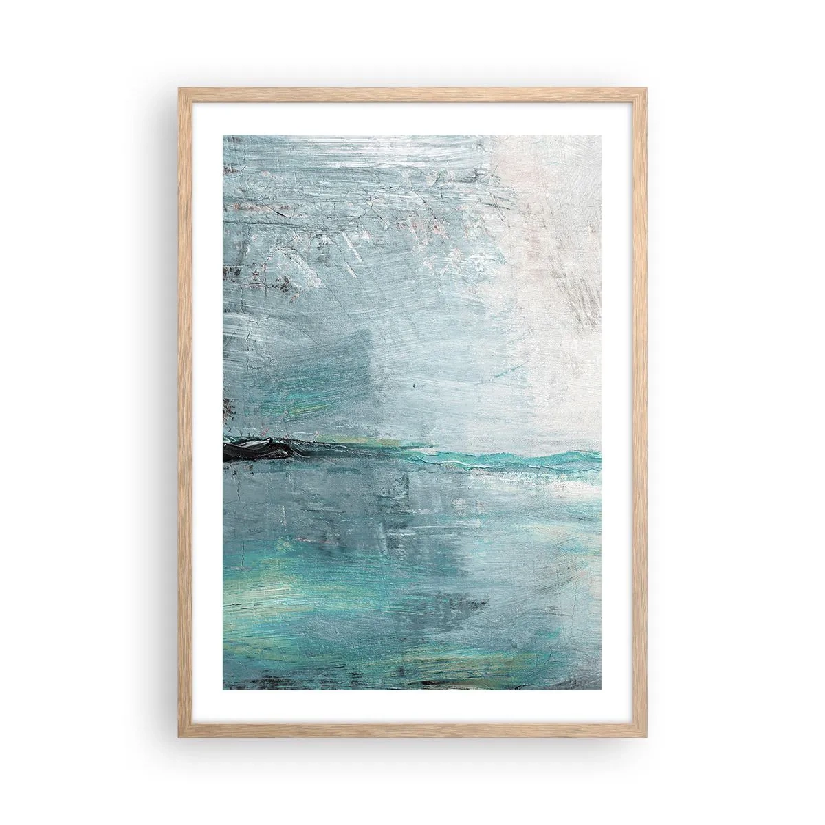 Affiche dans un chêne clair - Poster - Horizontalement en bleu - 50x70 cm