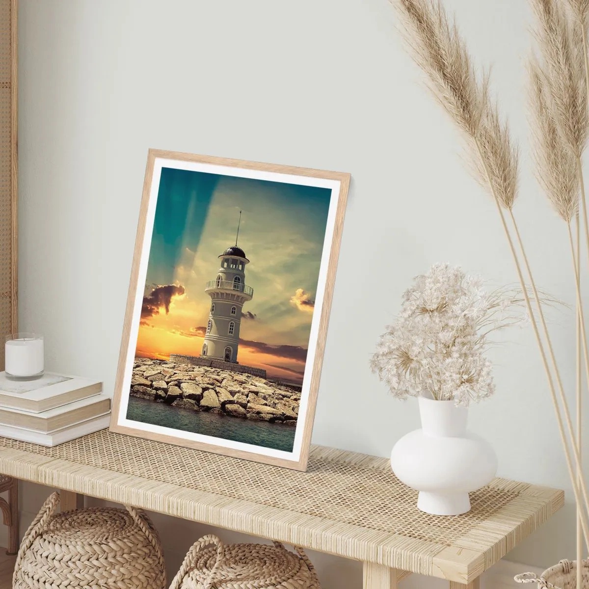 Affiche dans un chêne clair - Poster - Lumière - Bonté - Beauté - 40x50 cm