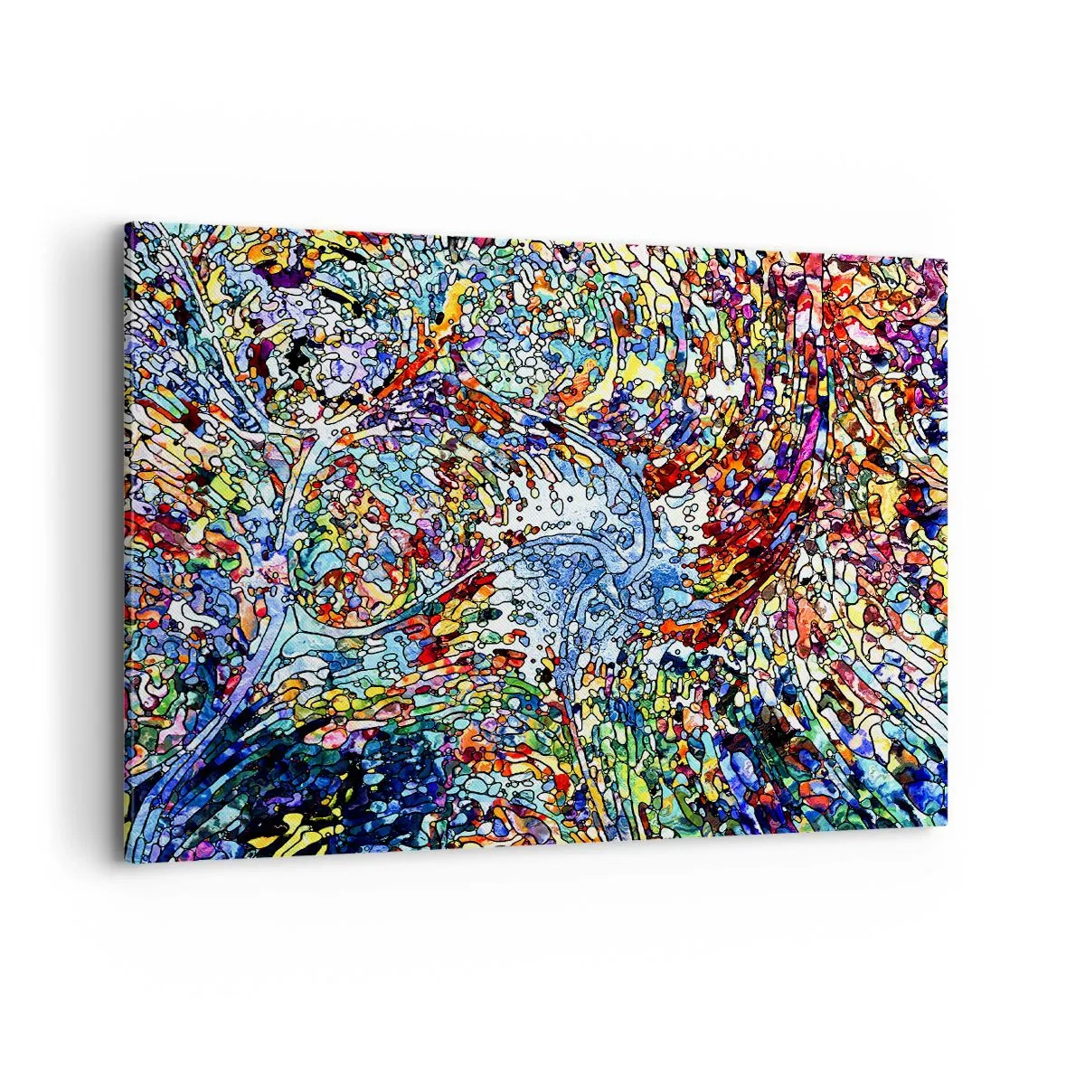 Impression sur toile - Image sur toile - Un motif abstrait coloré inspiré de la nature - 100x70cm - Goutte de vitrail - Décoration murale moderne pour le salon et la chambre ARTTOR