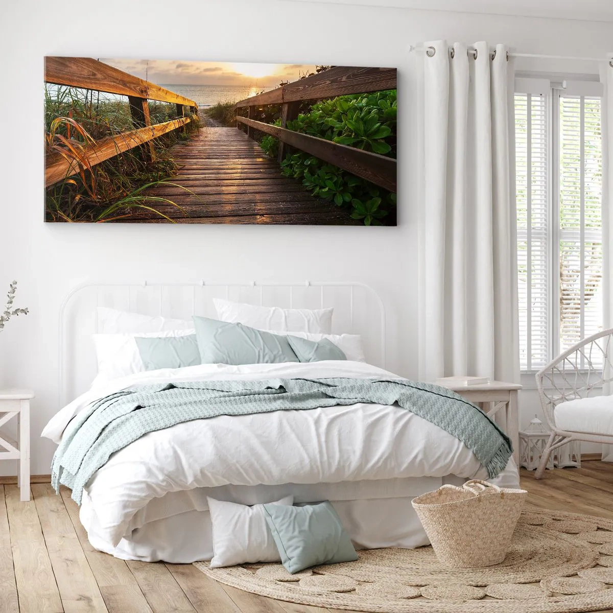 Impression sur toile - Image sur toile - Tout droit vers le rivage - 100x40 cm