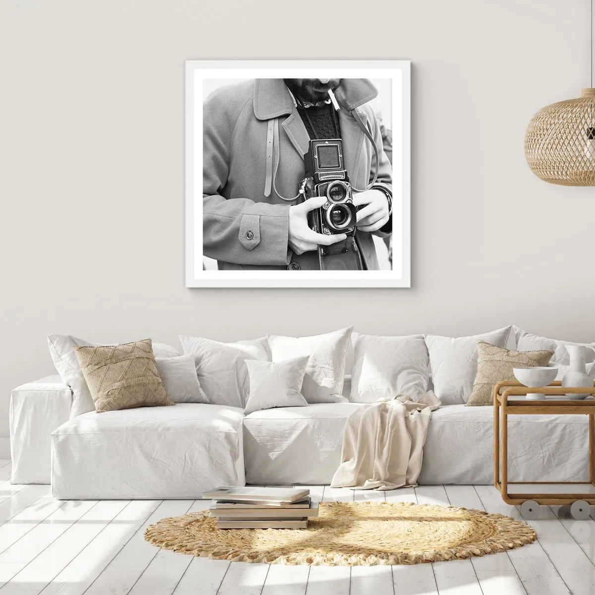 Affiche dans un cadre blanc - Poster - Dans un style rétro - 50x50 cm