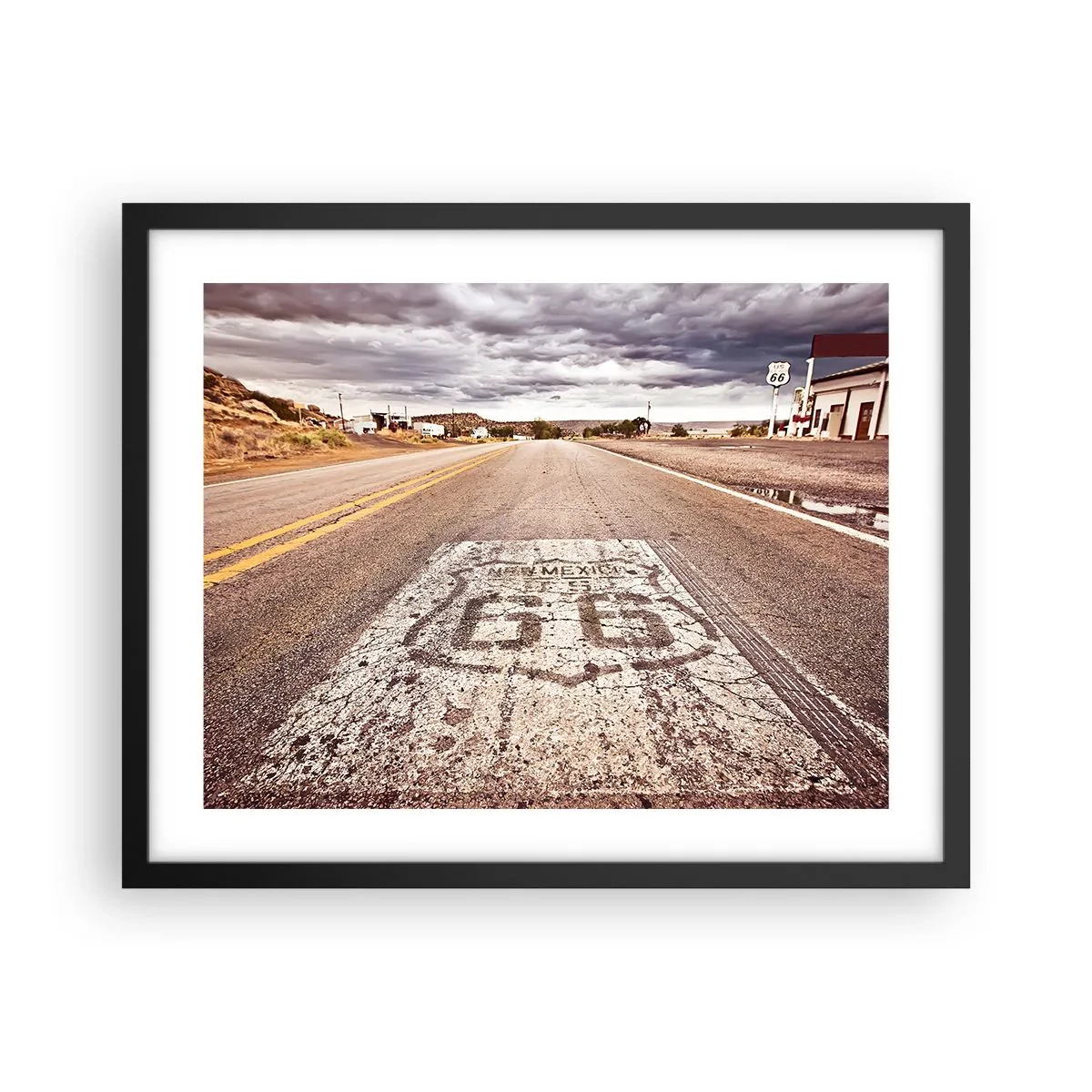 Affiche dans un cadre noir - Poster - Mother Road - une légende américaine - 50x40 cm