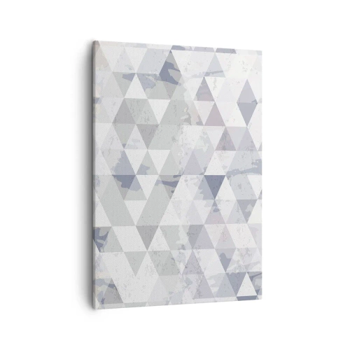 Impression sur toile - Image sur toile - Motif géométrique triangulaire dans des tons pastel - 50x70cm - En rythme de trois - Décoration murale moderne pour le salon et la chambre ARTTOR