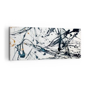 Impression sur toile - Image sur toile - Une peinture abstraite avec des éclaboussures de peinture dans des motifs dynamiques. - 120x50cm - Abstraction expressionniste - Décoration murale moderne pour le salon et la chambre ARTTOR
