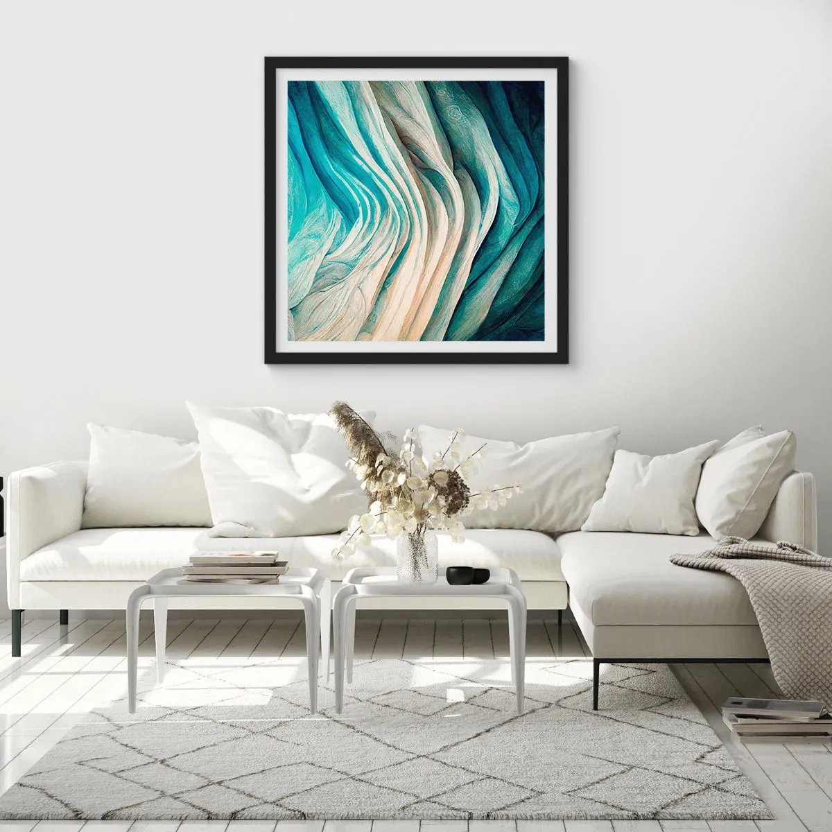 Affiche dans un cadre noir - Poster - Insatiabilité bleue - 30x30 cm