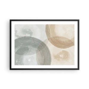 Affiche dans un cadre noir - Poster - Composition abstraite aux couleurs pastel avec des lignes - 70x50cm - Mondes pénétrants - Décoration murale moderne pour le salon et la chambre ARTTOR