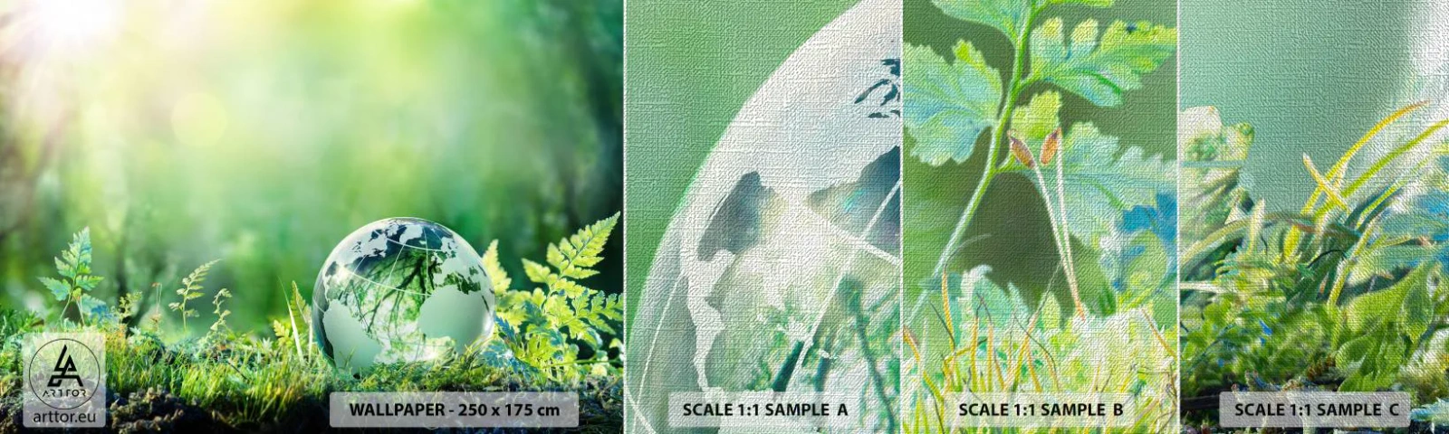 Échantillon de Papier Peint Premium Canvas - La planette verte - Abstraction, Fougère, Nature - 100x30 cm