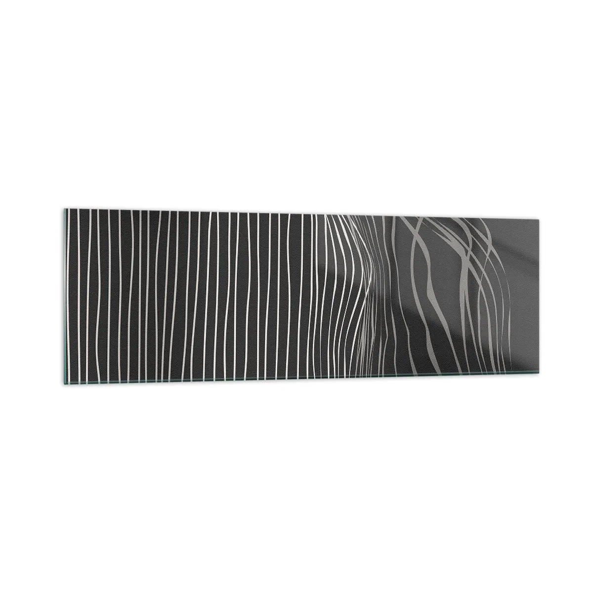 Impression sur verre - Image sur verre - Lignes blanches sur fond gris foncé dans un arrangement abstrait - 160x50cm - Rythme et accent - Décoration murale moderne pour le salon et la chambre ARTTOR