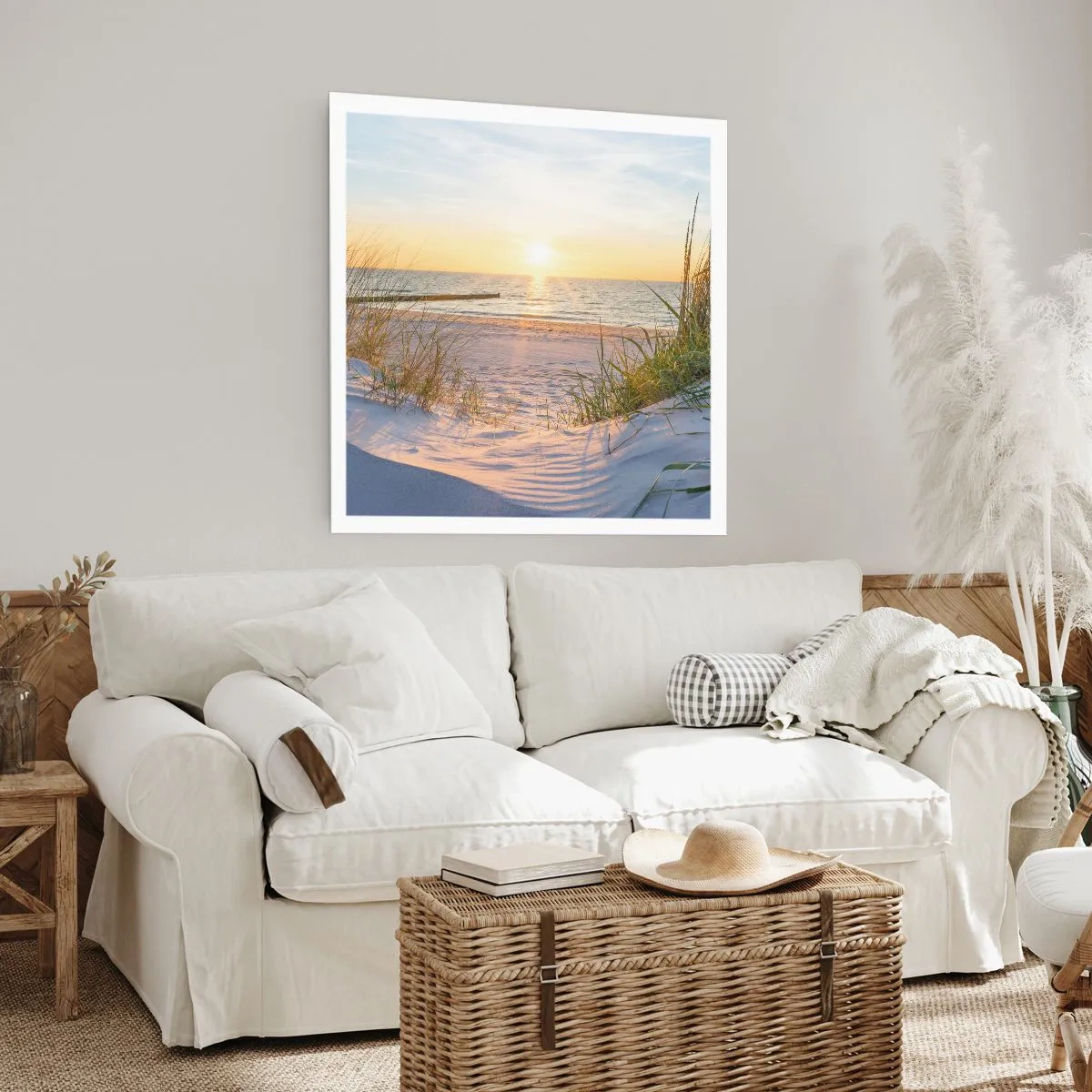 Affiche - Poster - Le bruit de la mer, le chant des oiseaux, une plage sauvage parmi les herbes… - 60x60 cm