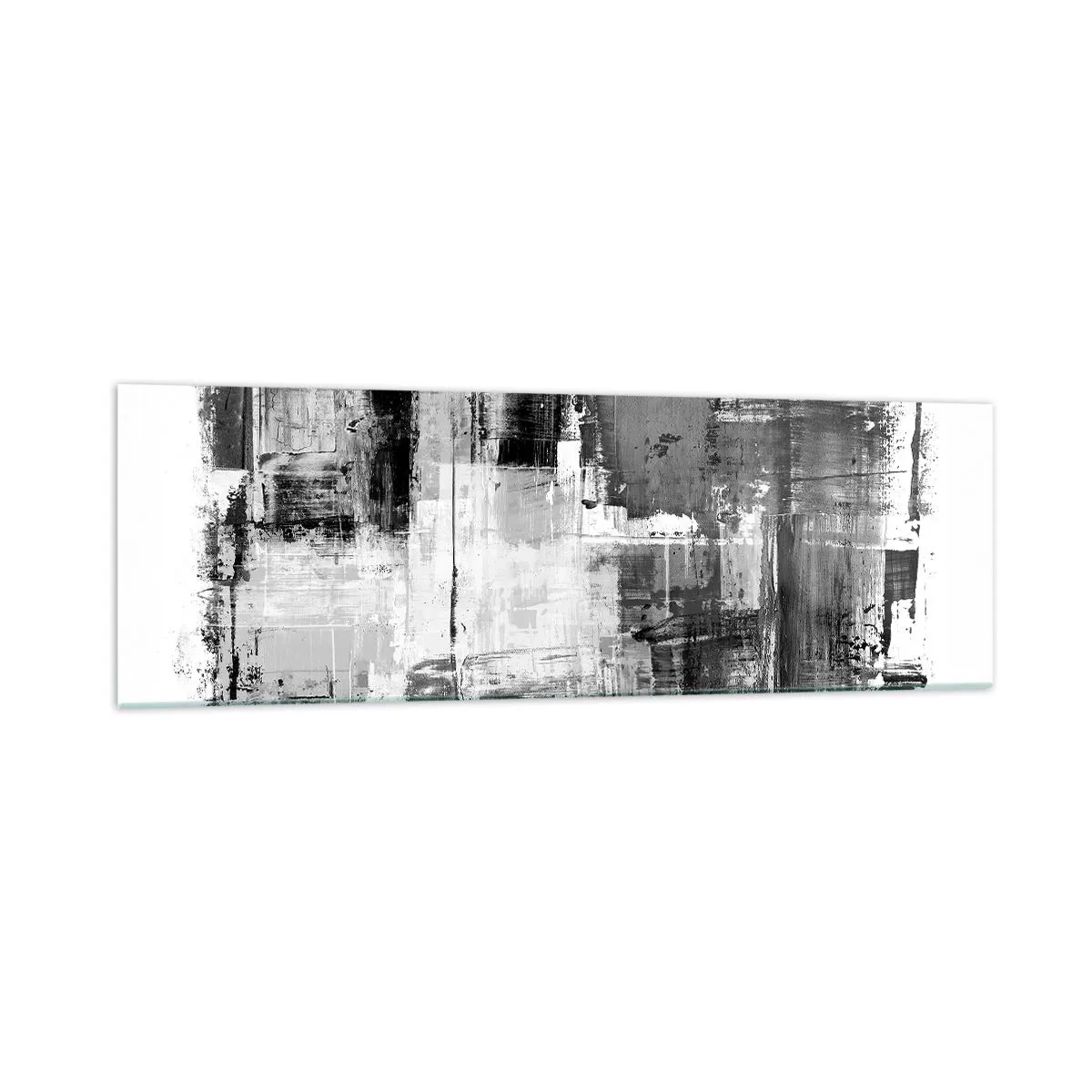 Impression sur verre - Image sur verre - Composition abstraite en noir, blanc et gris - 160x50cm - Le gris est beau - Décoration murale moderne pour le salon et la chambre ARTTOR