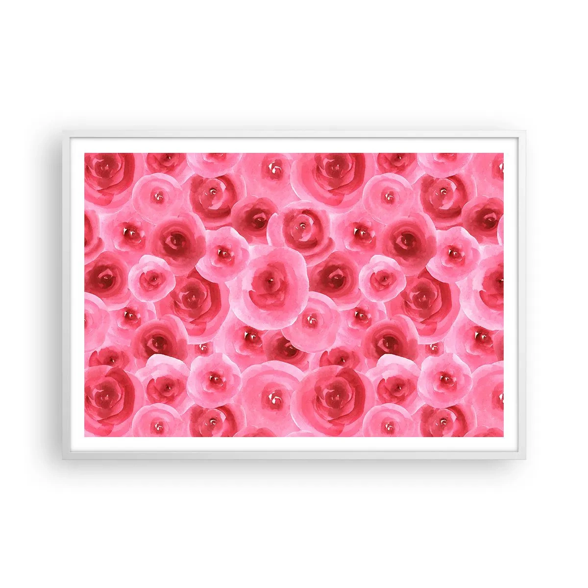 Affiche dans un cadre blanc - Poster - Roses en-haut et en-bas - 100x70 cm