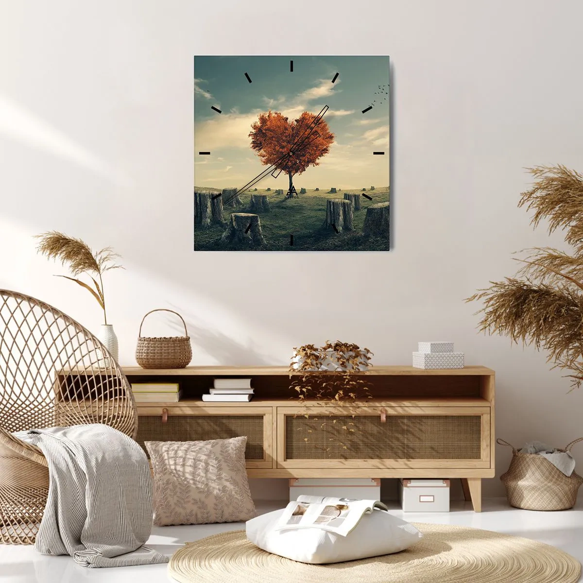 Horloge murale - Pendule murale - Un arbre en forme de cœur dans un champ de souches, symbole d'espoir - 30x30cm - Il y a toujours de l'espoir - Décoration murale moderne pour le salon et la chambre ARTTOR