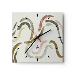 Horloge murale - Pendule murale - Arcs abstraits aux couleurs pastel - 30x30cm - Une joyeuse danse de l'abstraction - Décoration murale moderne pour le salon et la chambre ARTTOR