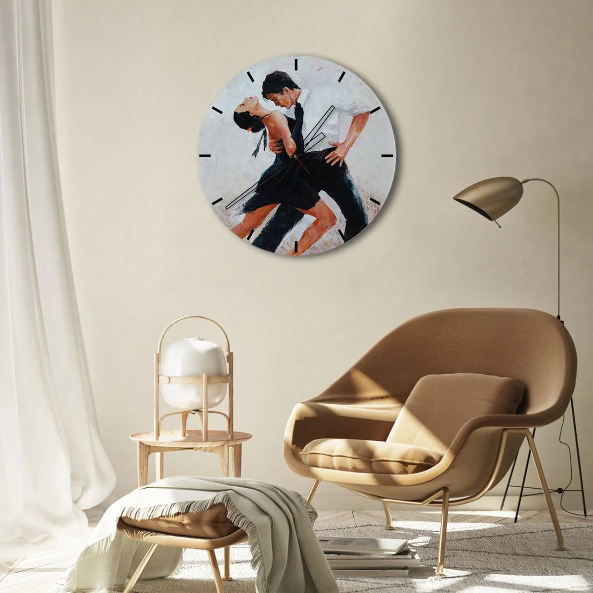Horloge murale - Pendule murale - Un couple dansant le tango dans une pose dynamique et passionnée - 30x30cm - Tango de mes rêves et pensées - Décoration murale moderne pour le salon, la cuisine et la chambre ARTTOR
