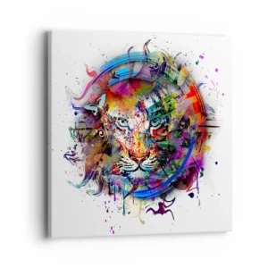 Impression sur toile - Image sur toile - Il se cache derrière un voile arc-en-ciel - 40x40 cm