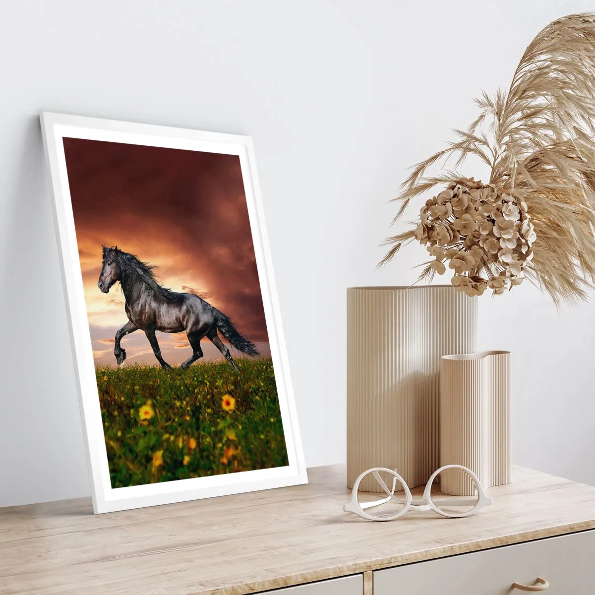 Affiche dans un cadre blanc - Poster - Livres noirs - 30x40 cm