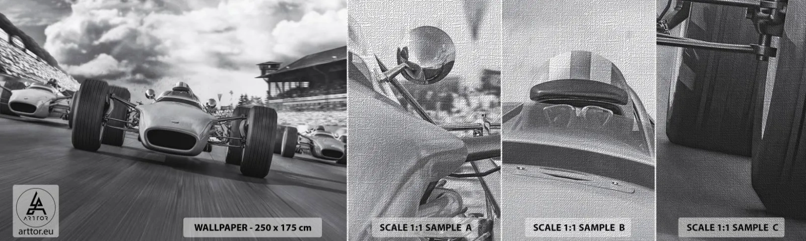 Échantillon de Papier Peint Premium Canvas - Puissance! - Formule 1, Véhicule, Course - 100x30 cm