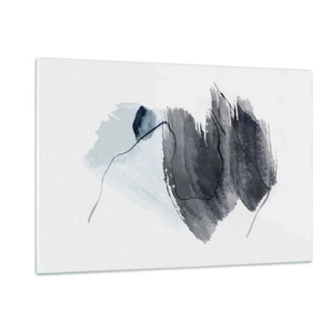 Impression sur verre - Image sur verre - Une composition abstraite dans les tons bleu marine et gris - 120x80cm - Intensité et mouvement - Décoration murale moderne pour le salon et la chambre ARTTOR