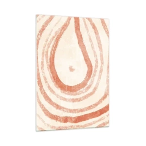 Impression sur verre - Image sur verre - Lignes de corail abstraites en forme de cercles concentriques - 50x70cm - Cercles de corail – composition - Décoration murale moderne pour le salon et la chambre ARTTOR