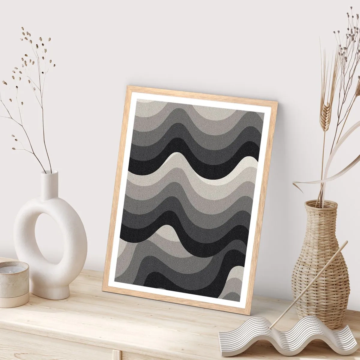 Affiche dans un chêne clair - Poster - Vague après vague - 40x50 cm