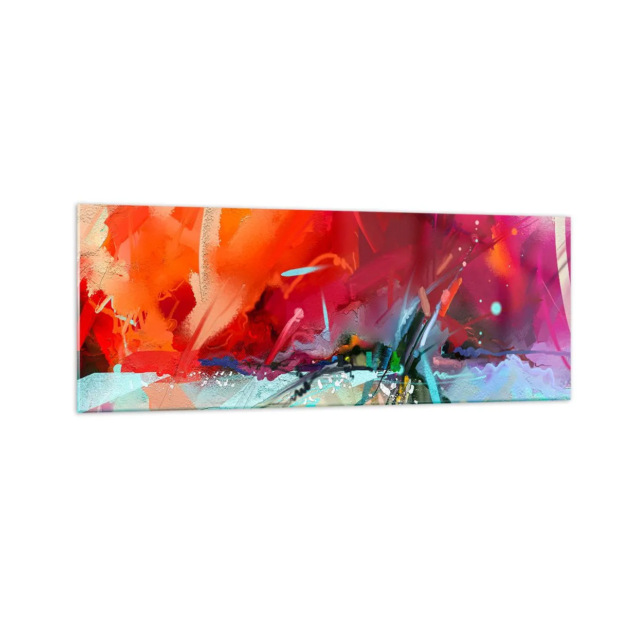 Impression sur verre - Image sur verre - Paysage abstrait aux couleurs intenses - 140x50cm - Une explosion de lumières et de couleurs - Décoration murale moderne pour le salon et la chambre ARTTOR