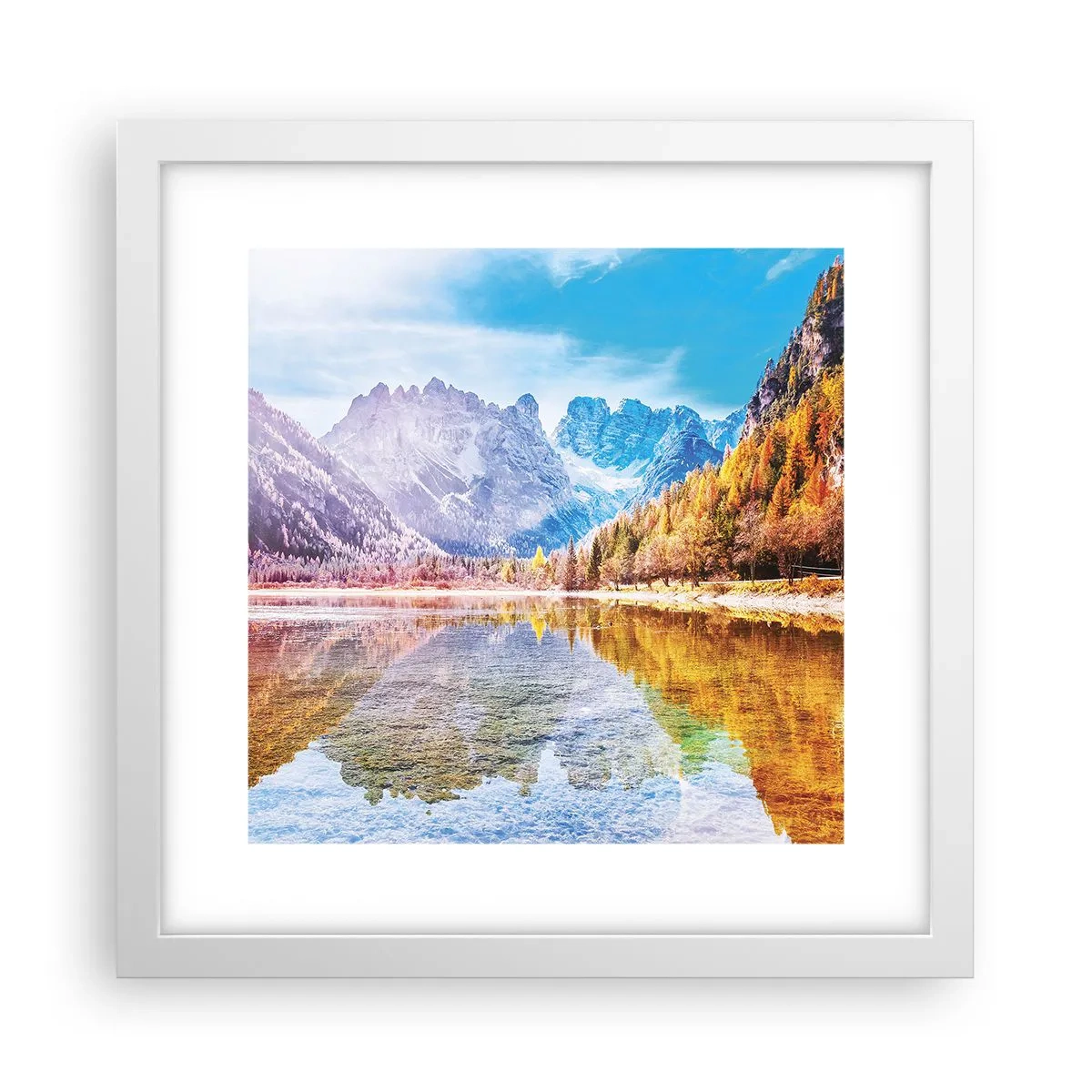 Affiche dans un cadre blanc - Poster - C'est déjà le printemps à la montagne - 30x30 cm