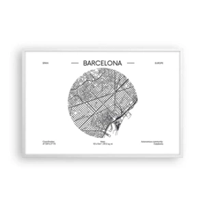 Affiche dans un cadre blanc - Poster - Anatomie de Barcelone - 91x61 cm