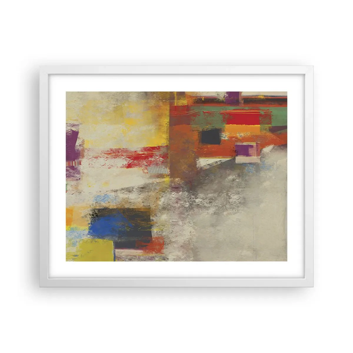Affiche dans un cadre blanc - Poster - Géométrie des couleurs - 50x40 cm
