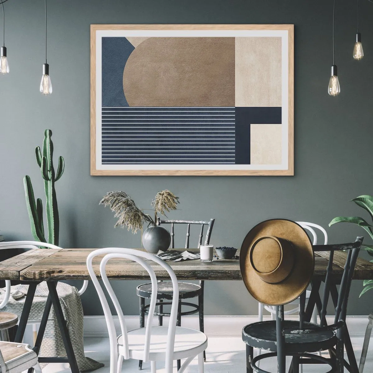 Affiche dans un chêne clair - Poster - Composition simple et en rondeur - 40x30 cm