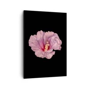 Impression sur toile - Image sur toile - Fleur rose sur fond noir - 50x70cm - Directement au coeur - Décoration murale moderne pour le salon et la chambre ARTTOR