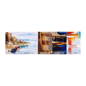 Échantillon de Papier Peint Autocollant Deluxe Sticker - Un havre urbain multicolore - Paysage, port, Bord de mer - 100x30 cm