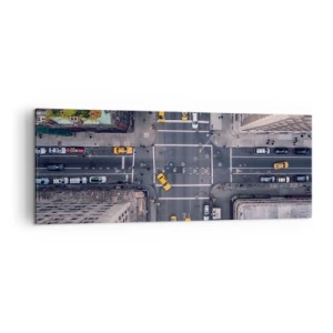 Impression sur toile - Image sur toile - Vue aérienne d'une rue animée de la ville - 140x50cm - Un choix simple - Décoration murale moderne pour le salon et la chambre ARTTOR