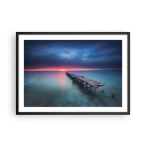 Affiche dans un cadre noir - Poster - Une jetée en bois menant directement à la mer au coucher du soleil - 70x50cm - Entre le ciel et la terre - Décoration murale moderne pour le salon et la chambre ARTTOR