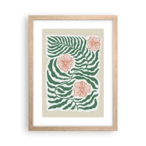 Affiche dans un chêne clair - Poster - Fleurit en vert - 30x40 cm