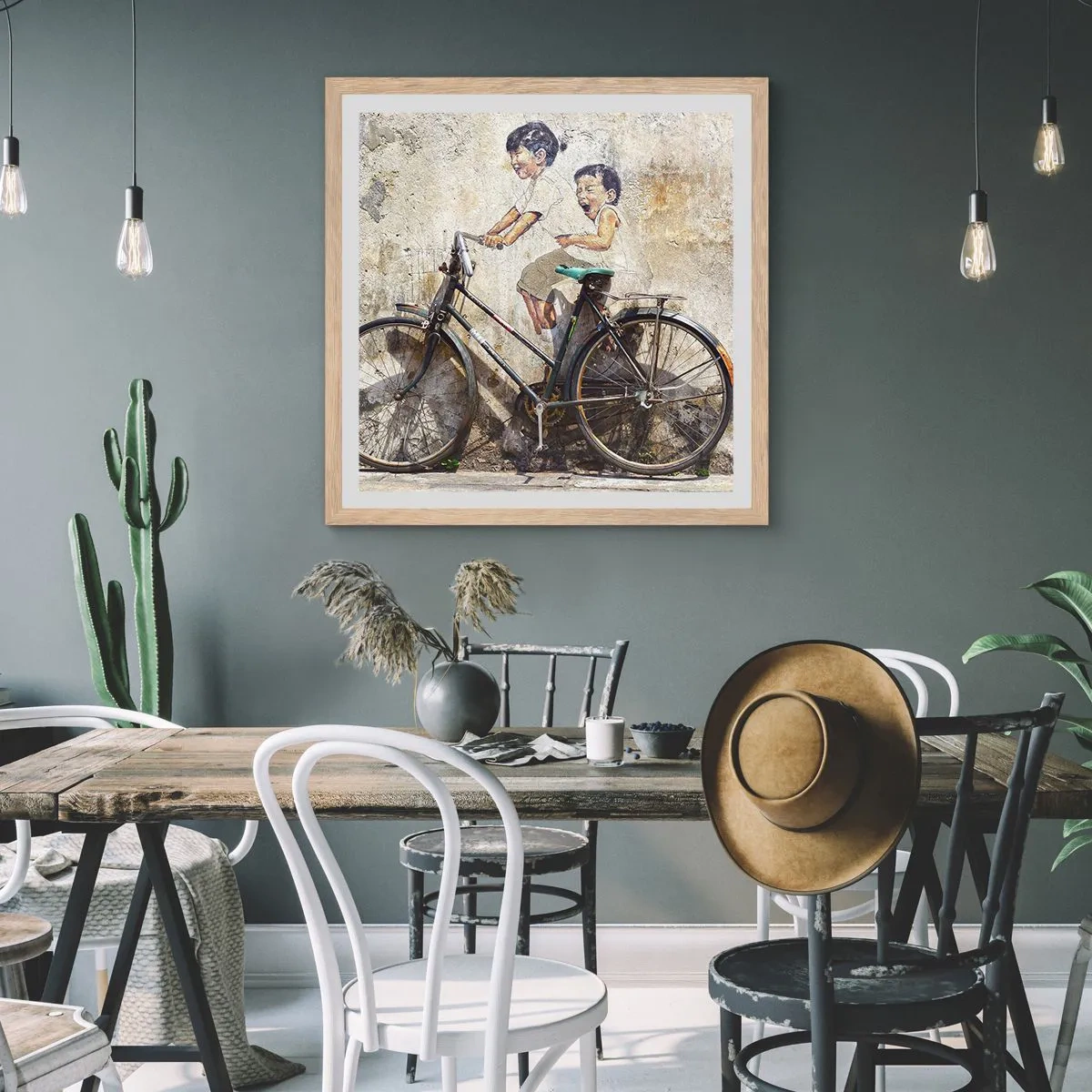 Affiche dans un chêne clair - Poster - Vrai ou faux? - 50x50 cm