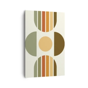 Impression sur toile - Image sur toile - Composition géométrique avec des demi-cercles et des rayures dans des tons terreux - 80x120cm - Dans les coulaurs de la terre - Décoration murale moderne pour le salon et la chambre ARTTOR