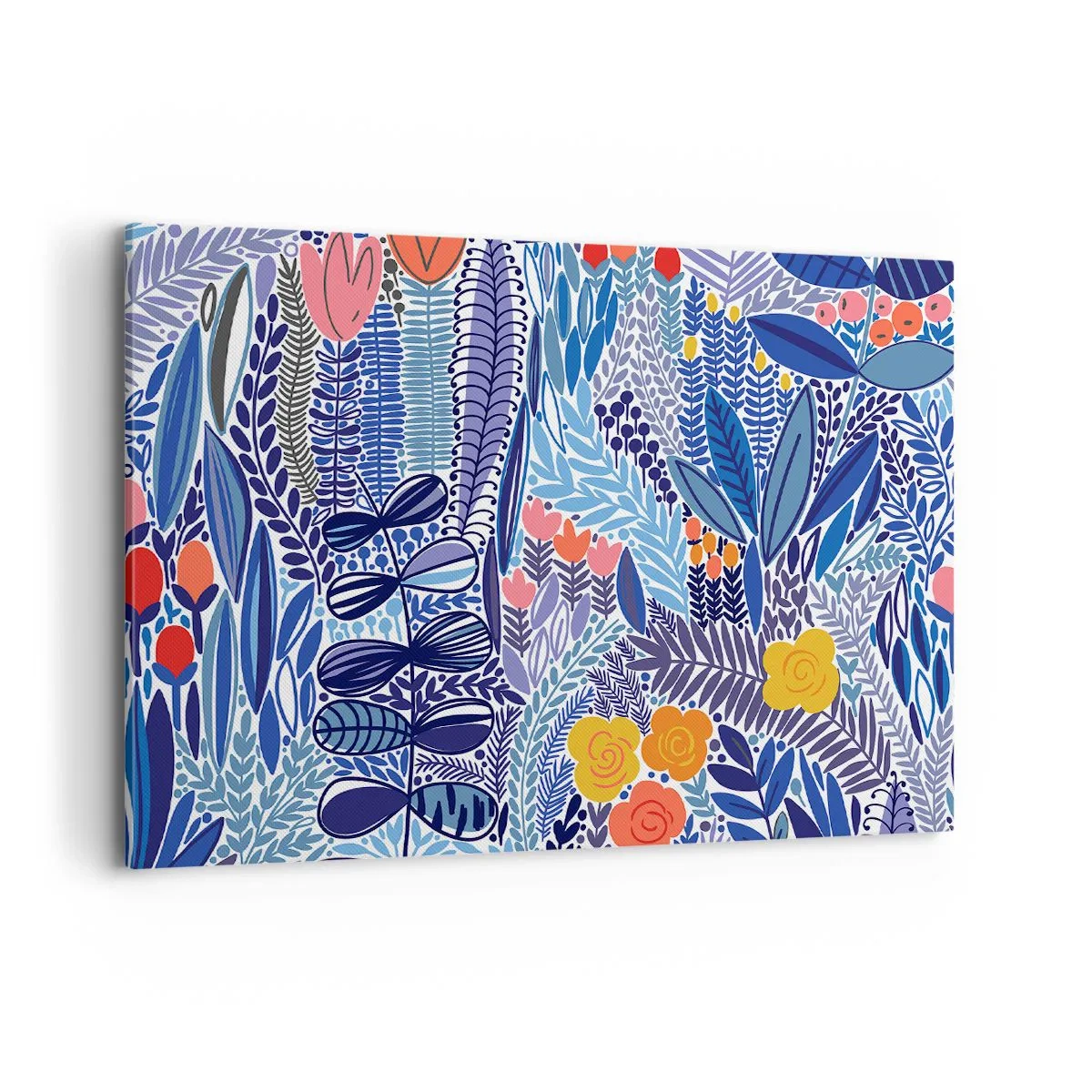 Impression sur toile - Image sur toile - Un motif végétal coloré dans un style graphique moderne - 100x70cm - Jardin hawaïen - Décoration murale moderne pour le salon et la chambre ARTTOR