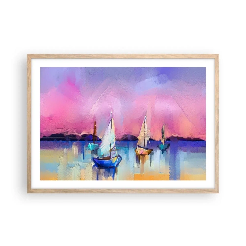 Affiche dans un chêne clair - Poster - Direction: les eaux larges - 70x50 cm