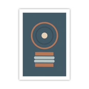 Affiche - Poster - Motif géométrique avec des cercles et des rectangles dans des tons de bleu et de marron - 50x70cm - Essence des choses - Décoration murale moderne pour le salon et la chambre ARTTOR