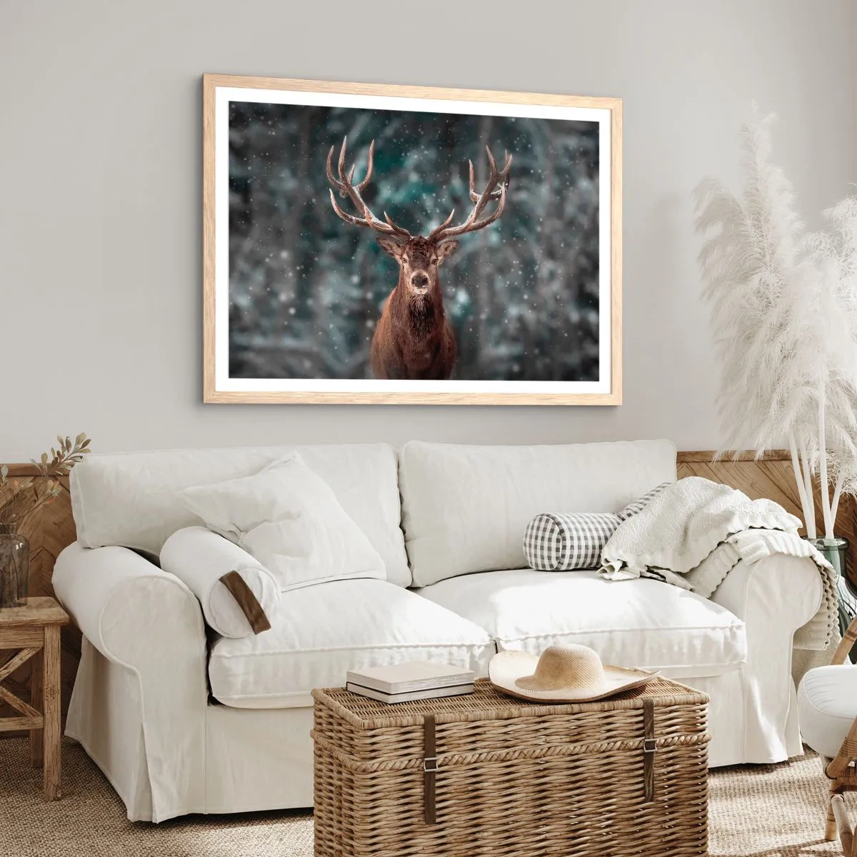 Affiche dans un chêne clair - Poster - Roi de la forêt couronné - 50x40 cm