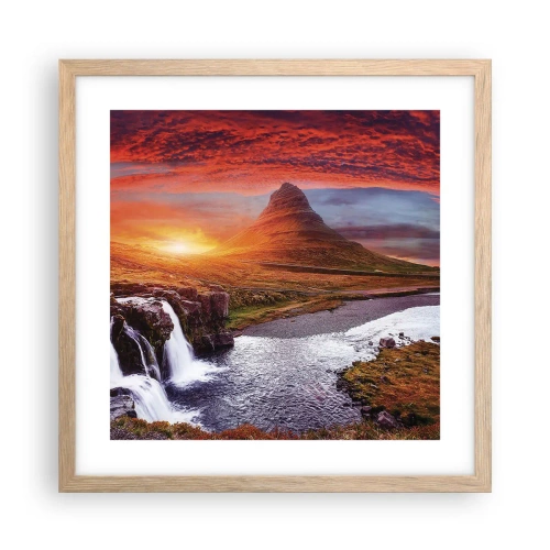 Affiche dans un chêne clair - Poster - Vue de la terre du milieu - 40x40 cm