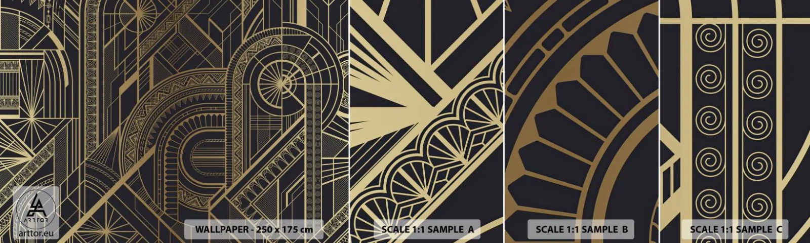 Échantillon de Papier Peint Autocollant Deluxe Sticker - Concept, idée, plan - Abstraction, Morceau, Ornement - 100x30 cm