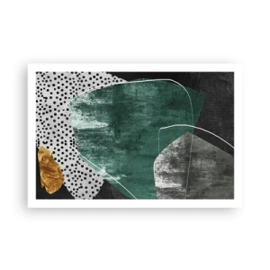 Affiche - Poster - Abstraction colorée avec feuille d'or - 91x61 cm