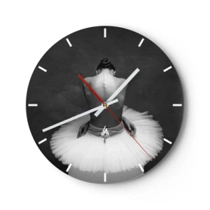 Horloge murale - Pendule murale - Une danseuse en jupe de tulle assise à l'envers en noir et blanc - 30x30cm - C'est justement en train de fleurir - Décoration murale moderne pour le salon, la cuisine et la chambre ARTTOR