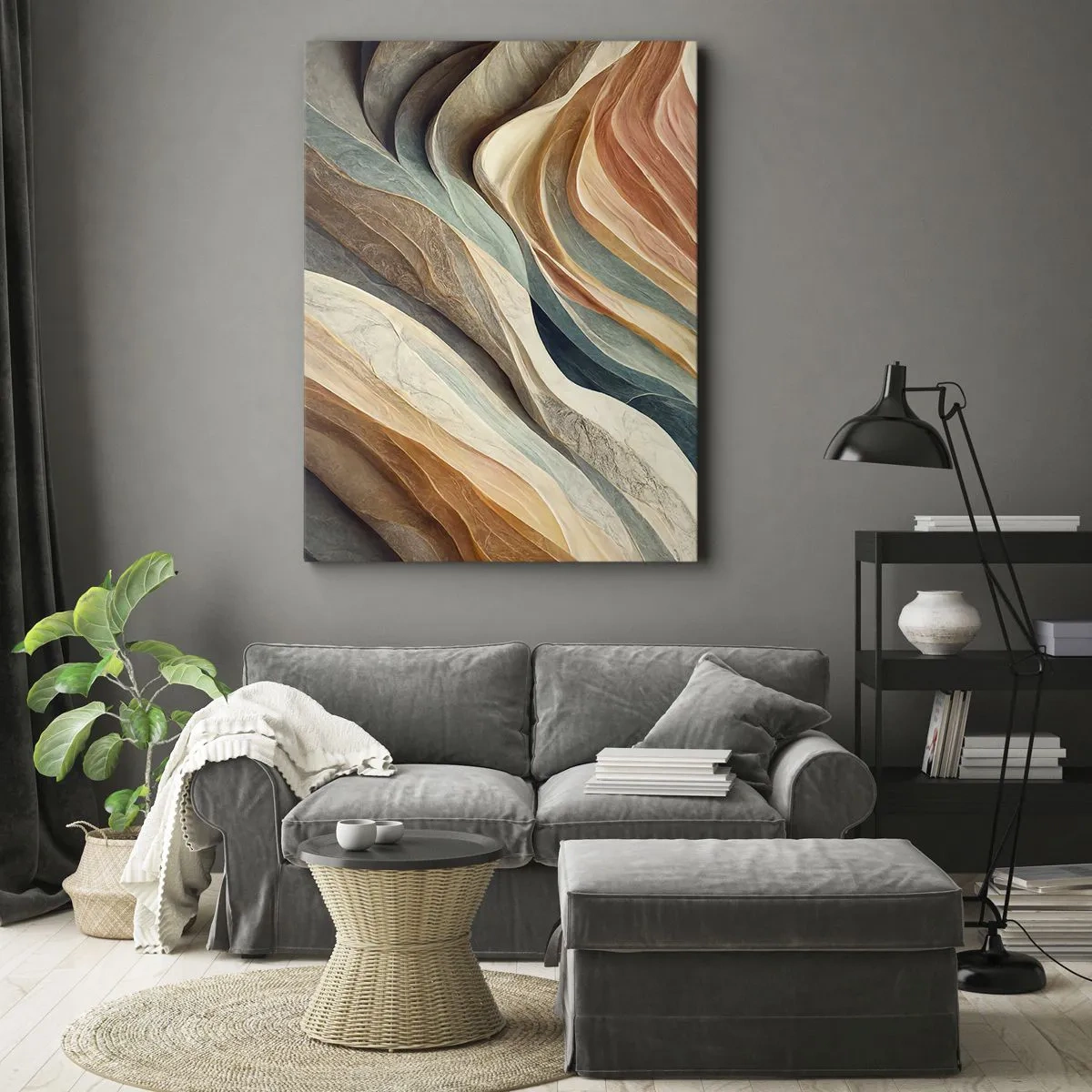 Impression sur toile - Image sur toile - Vagues abstraites aux tons pastel - 70x100cm - Le moment avant le changement - Décoration murale moderne pour le salon et la chambre ARTTOR
