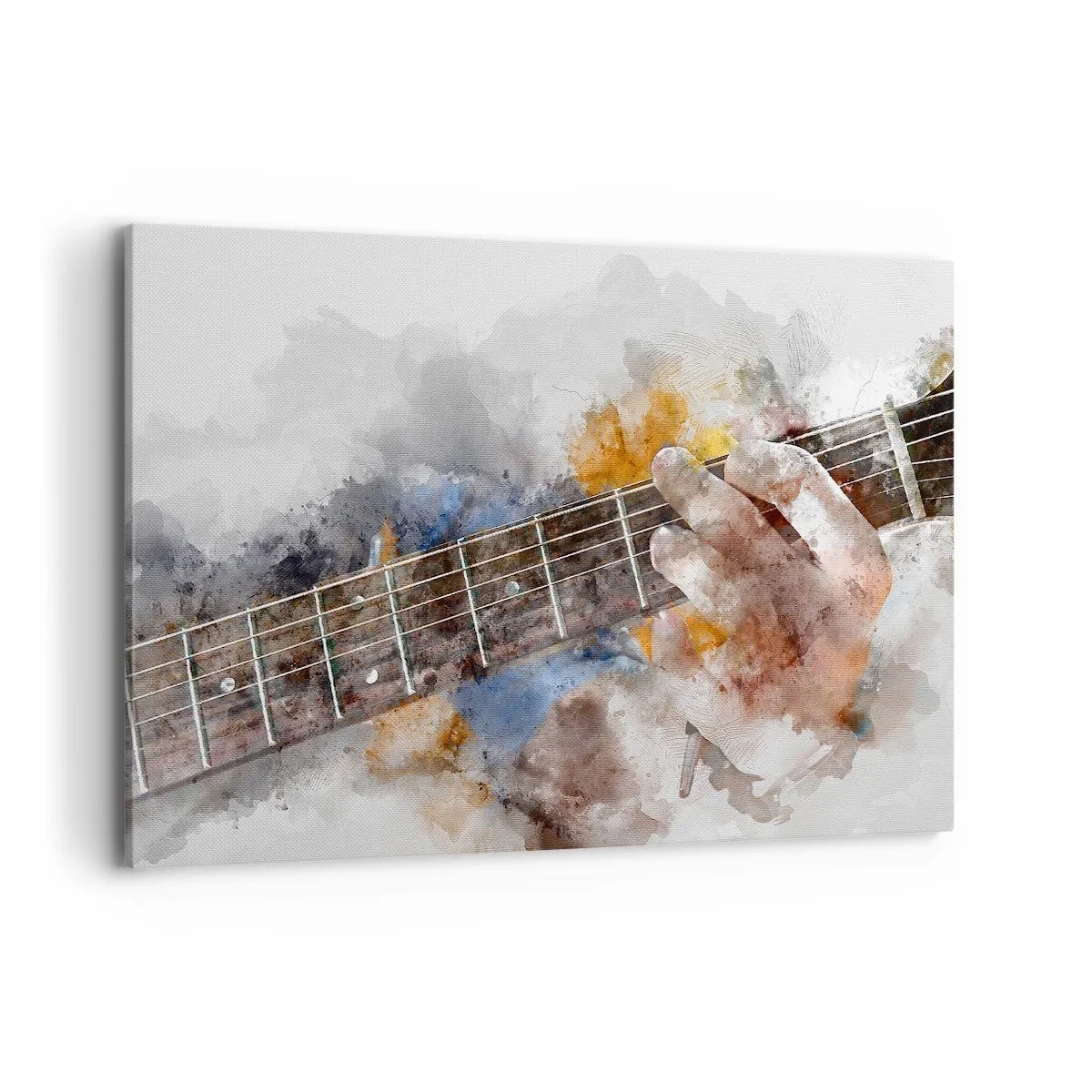 Impression sur toile - Image sur toile - Image abstraite d'une main jouant de la guitare - 100x70cm - La poésie entre les cordes - Décoration murale moderne pour le salon et la chambre ARTTOR