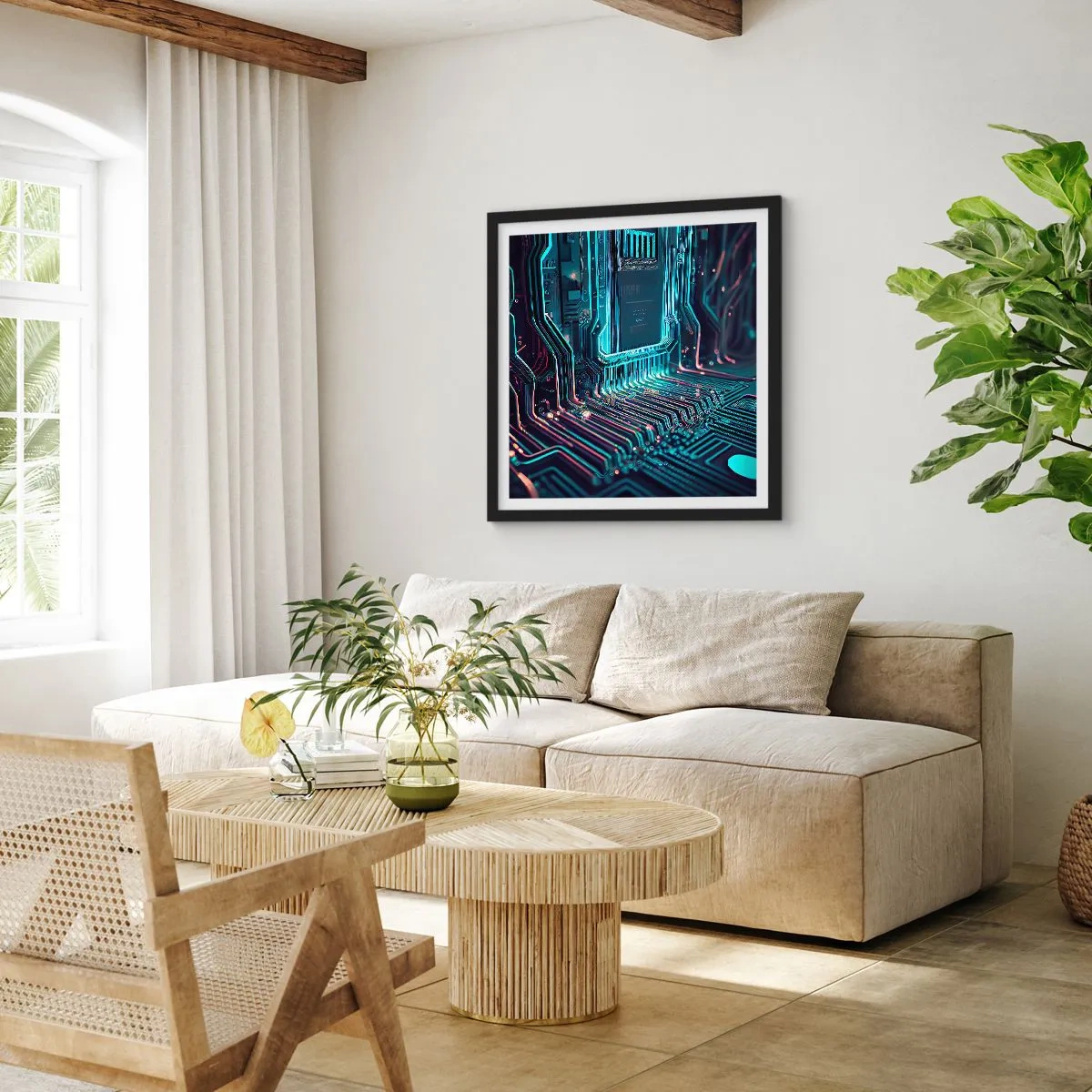 Affiche dans un cadre noir - Poster - Je pense comme ça… - 40x40 cm